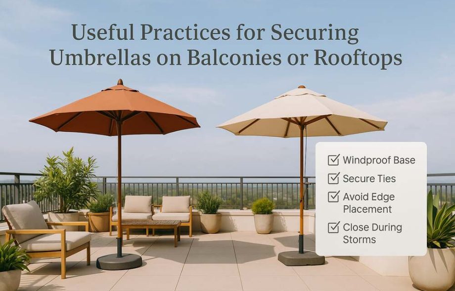 umbrellas on balconies or rooftops