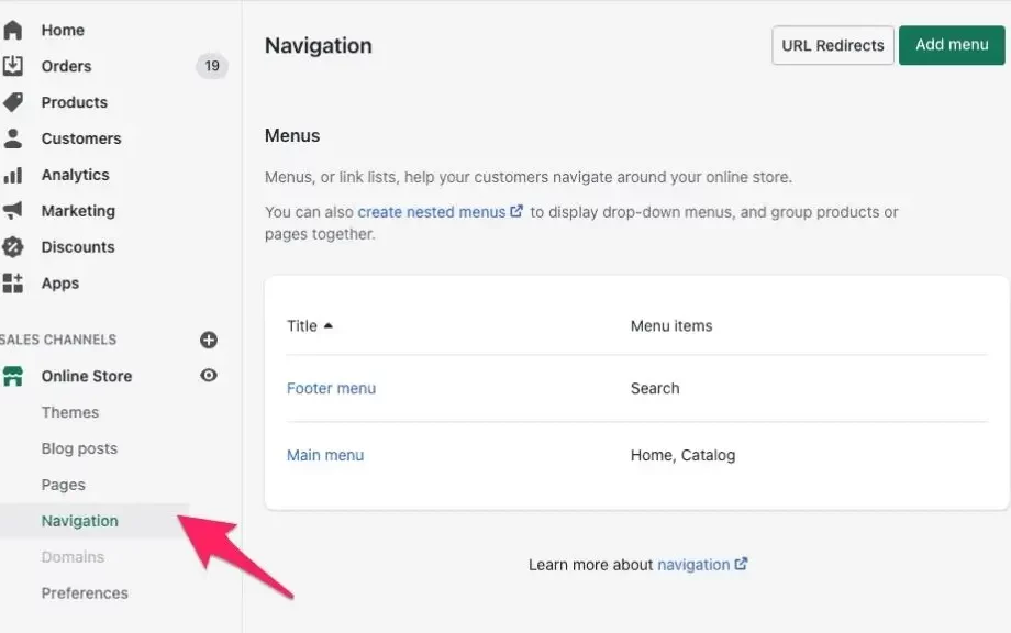 How to Add Navigation on an Online Store in Shopify.image
