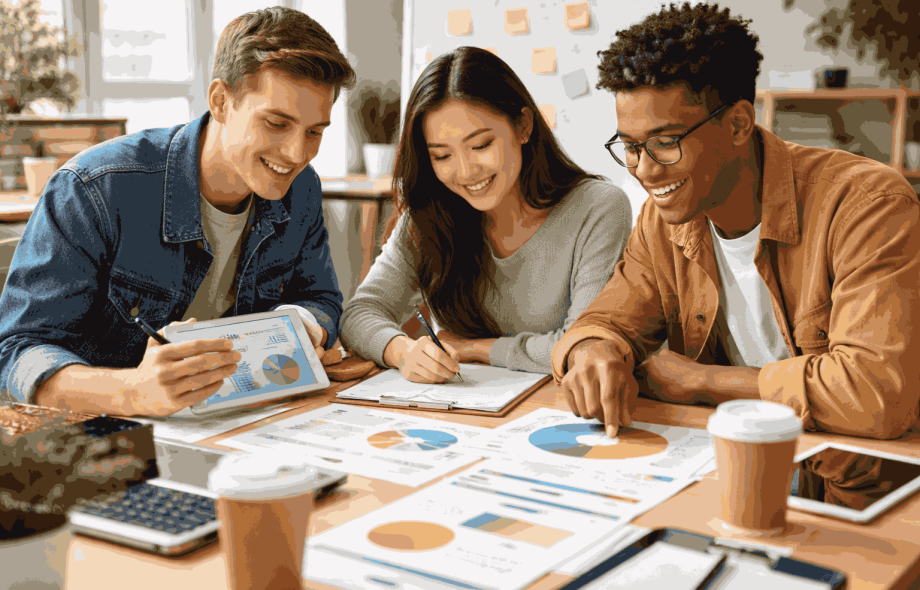 marketing students studying